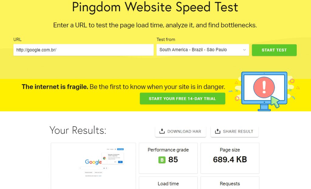 #3: Pingdom Website Speed Test