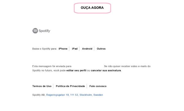 Email Marketing: exemplo de email do Spotify
