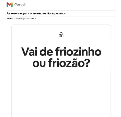 Email Marketing: exemplo de email da Airbnb