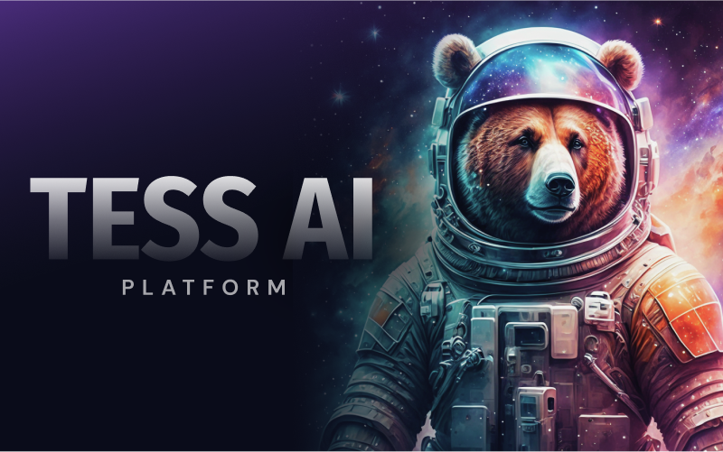tess ai platform: imagem de um urso astronauta com o fundo de estrelas