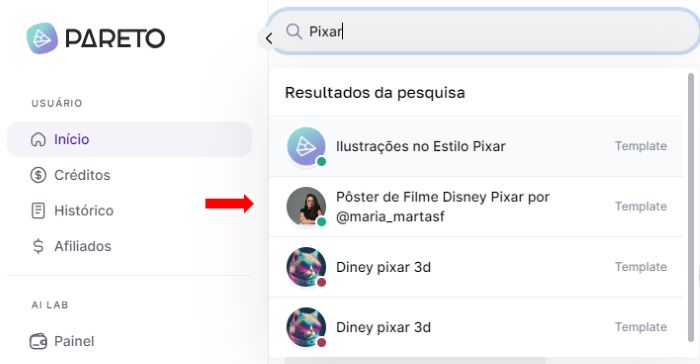 Imagem Estilo Disney Pixar: imagem da plataforma Tess AI
