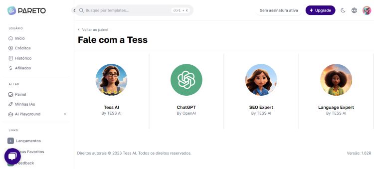 Engenharia de Prompt: imagem da plataforma Tess AI 