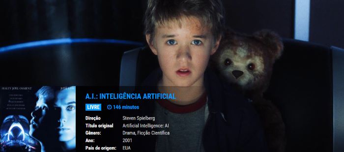 Filmes de Inteligência Artificial: imagem da capa do filme I.A Inteligência Artificial