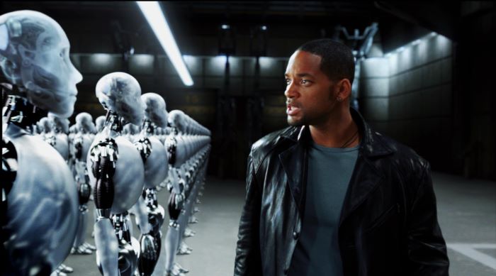 Filmes de Inteligência Artificial: imagem da capa do filme "Eu, Robô".