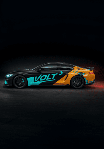 Image 3: realistic image of a stylish car with the company logo