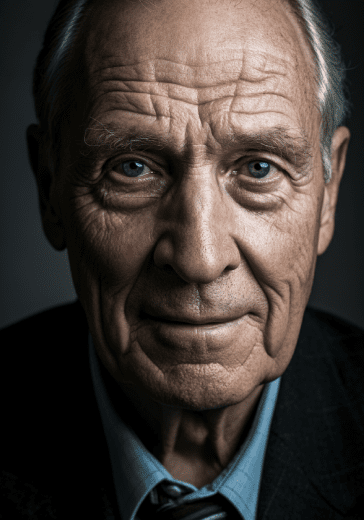 Image 3: realistic image of an elderly person with facial expressions