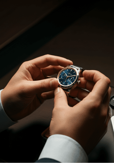 Image 3: realistic image of an executive's hand holding a luxury watch